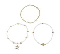 crayfomo Set cavigliera da spiaggia Boho da donna, 3 pz bracciali alla caviglia con perla di stelle marine, cavigliere con perline placcate in oro, gioielli da spiaggia estivi regalo per ragazze