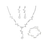 crayfomo Set di gioielli a goccia a foglia, ciondolo a vite, set di collana e orecchini, semplice moda, moda e temperamento, adatto per la cena e l'aspetto del matrimonio, feste nuziali