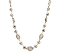 crayfomo Silver Plated Cat's Eye Stone Choker Necklace, Adjustable Chain With Round Oval White Gem Beads Vintage Statement Collar Necklace For Women