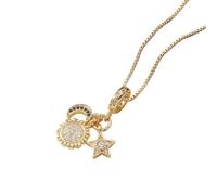 crayfomo Sun Moon Star Collana Ciondolo Celestiale Placcato Oro per le Donne, Catena del Sole Gioielli Regalo per lo Stile Boho di tutti i giorni e Regalo