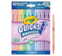 CRAYOLA Cliks - 10 Pennarelli Lavabili Retrattili Senza Cappuccio, Colori Pastello Assortiti, Punta Conica 2 in 1, per Scuola Casa e Viaggio, Bambini e Adulti, 58-8378