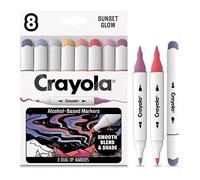 Crayola Color Collections Pennarelli ad Alcool Doppia Punta - Sunset Glow 8 pz, Punta Fine e Scalpello, per Colorazione Adulti, 14+