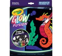 Crayola Glow Fusion - Creature degli abissi marini (12 pezzi) - Pennarelli fosforescenti - Pagine da colorare con creature marine - Regalo per ba