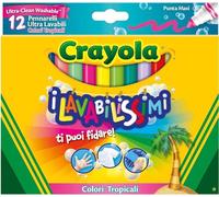 CRAYOLA I Lavabilissimi Pennarelli Ultra-Lavabili, Punta Maxi, Colori Tropicali Assortiti, per Scuola e Tempo Libero, 12 Pezzi 58-8335