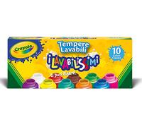 CRAYOLA - I Lavabilissimi Tempere Lavabili in Barattolini Richiudibili, Pronte all'Uso, per Scuola e Tempo Libero, 10 Colori Classici, 54-1205, Colori Assortiti