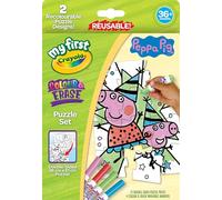 Crayola My First Colour & Erase Puzzle Set - Peppa Pig, con 12 pezzi bifacciali e 4 pennarelli lavabili, kit puzzle riutilizzabile per bambini dai 3 anni in su