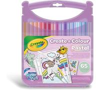 CRAYOLA Pastel - Set Valigetta Pennarelli Lavabili SuperTips, 65 pezzi, Colori Assortiti Pastello, Attività Creativa e Regalo per Bambini, da 4 anni