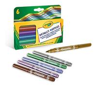 CRAYOLA - Pennarelli Effetti Metallizzati, Confezione da 6, Colori Assortiti, per Progetti Creativi a Casa e a Scuola, 58-8828