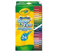 CRAYOLA Pennarelli lavabili SuperTips, colori assortiti (confezione da 24), pennarelli con punta in feltro di alta qualità che possono lavare facilmente pelle e vestiti, ideali per bambini dai 3 anni in su