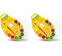 CRAYOLA - Set 12 Acquerelli con Pennello, Tavolozza Richiudibile con Coperchio, Attività Creativa per Bambini, Colori Assortiti, 53-8434 (Confezione da 2)