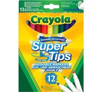 CRAYOLA - Super Tips, Pennarelli Lavabili Punta Media, Confezione da 12 Pezzi, per Scuola e Tempo Libero, Colori Assortiti, Età 3 +, 7509