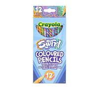 CRAYOLA Swirl - Matite colorate, colori assortiti, confezione da 12, effetto magico a spirale, 4 colori per matita, ideali per bambini dai 3 anni in su