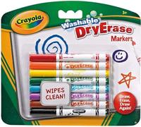 CRAYOLA Washable Dry-Erase Markers - Assorted Colours (Pack of 8) , Low Odour, Easy Wiping Colouring Fun! , Ideal for Kids Aged 3+