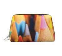 Crayons Leather Borsa per trucco lavabile per donne, borse cosmetiche da viaggio, astuccio portatile con cerniera astuccio organizer, Pastelli, Taglia unica