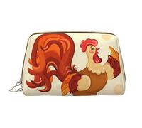 Crayons Leather Borsa per trucco lavabile per donne, borse cosmetiche da viaggio, astuccio portatile con cerniera astuccio organizer, Pollo, Taglia unica
