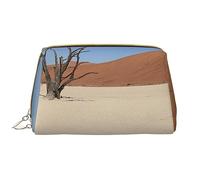 Crayons Leather Borsa per trucco lavabile per donne, borse cosmetiche da viaggio, astuccio portatile con cerniera astuccio organizer, Impianto del deserto, Taglia unica