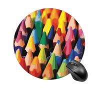 Crayons Tappetino per mouse rotondo, scorrevole, per gaming, ad alta densità, portatile, comodo, per scrivania, casa, ufficio, 19 x 20 cm