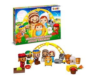 CRAZE Calendario Avvento Presepe Bambini - 24 Sorprese | Presepe bambini 3D con valigetta, 24 figure, libretto storia di Natale in 24 capitoli