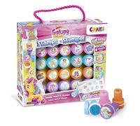 CRAZE Galupy Unicorn 20 timbri in gomma per bambini, 4 colori diversi, include blocco note per pittura, inchiostro lavabile