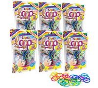 Craze Loops 6x 100 Elastici per Braccialetti, elastici fai da te , borsa in alluminio con elastici per anelli, bracciali, collane, artigianato per bambini, diversi colori 29503