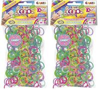 CRAZE loops BAG 600 - Confezione di ricarica per elastici a telaio con 600 elastici e 10 chiusure, mix di colori, 100% silicone skin-friendly (Confezione da 2)