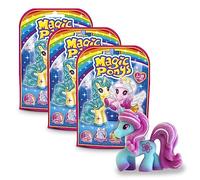 CRAZE MAGIC PONYS, Bellissimi Pony da collezionare, Giocattoli per bambina, 3 da 18 diverse figure di pony, senza microplastiche, Figure assortiti