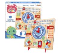 Craze My Learning Clock Dino - Orologio educativo per Bambini in Legno, Calendario per l'apprendimento dei Bambini, da Parete, Colore: Blu