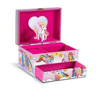 CRAZE - Portagioie Musicale per Bambina, Modello Galupy Unicorn, Carillon con Cassetto Estraibile, Interno in Velluto, Specchio e Unicorno Girevole