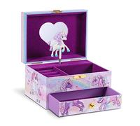 CRAZE - Portagioie Musicale per Bambina, Modello Unicorno, Carillon con Cassetto Estraibile, Interno in Velluto, Specchio e Unicorno Girevole