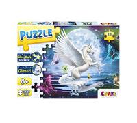 CRAZE Puzzle Pegasus Unicorn, 200 Pezzi Effetto Glitter e Adesivi, a Partire da 8 Anni, Puzzle per Bambini, Multicolore