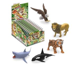 Craze Stretchy Animals Big Predators - 12 Figure di animali con pelliccia elastica, imbottitura speciale, effetti speciali e carte da gioco, 16 modelli da collezionare