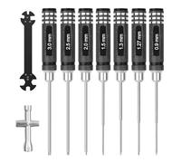 Craznick Set di utensili per cacciavite esagonale RC 0,9 mm, 1,27 mm, 1,3 mm, 1,5 mm, 2,0 mm, 2,5 mm, 3,0 mm, kit di cacciaviti a brugola esagonale e kit di strumenti chiave per auto RC