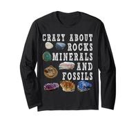 Crazy About Rocks Minerali Fossili Insegnante Studente Geologia Maglia a Manica