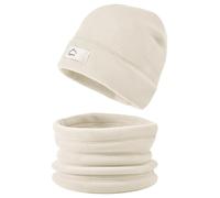 crazy bean Cappello e Scaldacollo Bambino Ragazzo in Pile Termico Set Berretto e Sciarp Calda Ragazza Imbottita Invernale Beige