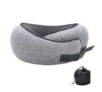 crazy bean Cuscino da Viaggio con Supporto Cervicale Cuscinos per il Collo Regolabile in Memory Foam Ultra Leggero e Portatile Ideale per i Viaggi,Treni,gli Aerei o per il Riposo a Casa Grigio Chiaro