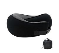 crazy bean Cuscino da Viaggio con Supporto Cervicale Cuscinos per il Collo Regolabile in Memory Foam Ultra Leggero e Portatile Ideale per i Viaggi, i Treni, gli Aerei o per il Riposo a Casa Nero
