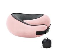 crazy bean Cuscino da Viaggio con Supporto Cervicale Cuscinos per il Collo Regolabile in Memory Foam Ultra Leggero e Portatile Ideale per i Viaggi, i Treni, gli Aerei o per il Riposo a Casa Rosa