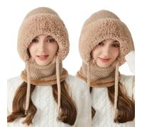 crazy bean Passamontagna Invernale Caldo Donna | aglia Unica,Regolare La Dimensione,Cappelli Inverno in Maglia con Coulisse,Maschera,55-60cm,Adatto per Lo Sci La Corsa