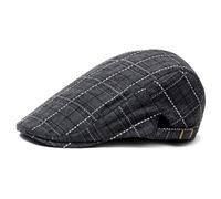 crazy bean Uomo Berretto Piatto in Cotone, Retro Classico Beret,Regolabile Cappello a Punta Uomo Berretto Irlandese Cappello a Quadri(Nero)