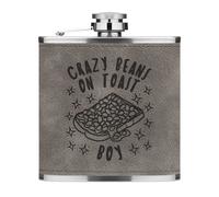 Crazy Beans On Toast Boy Stars Hip Flask 6oz In PU Leather Grigio Per Bambini