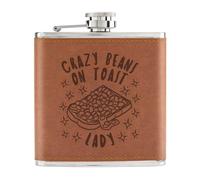 Crazy Beans On Toast Lady Stars Tazza Hip Flask 6oz In Pelle PU Tan