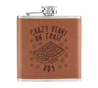 Crazy Beans On Toast Ragazzo Stars 170ml Simil Pelle Hip Flask Marroncino Funny