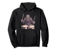 Crazy Bigfoot con batteria per batteristi e appassionati di musica rock Felpa con Cappuccio