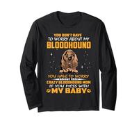 Crazy Bloodhound Mom Funny Dog Mom Puppy Lover Maglia a Manica