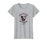 Crazy Cat Lady in Formazione Miao Maglietta, Donna, Grigio Melange, S