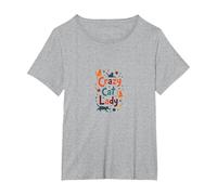 Crazy Cat Lady: Stravagante Regalo per Amanti dei felini Maglietta, Donna Plus-Size, Grigio Melange, 4X