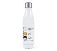 Crazy Cat Man Borraccia Termica Doppia Parete 500ml Gatto Divertente