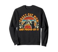 Crazy Cat Mom And Proud of It Cat Mama Retro Festa della Mamma Felpa