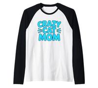 Crazy Cat Mom Maglia con Maniche Raglan