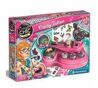Clementoni Crazy Chic - Crazy Tattoo, Gioco Creativo per Bambini 6+ Anni, Kit Completo per Creare Tatuaggi Temporanei dall'Effetto Glow in The Dark, Set Regalo Divertente e Colorato, 18733